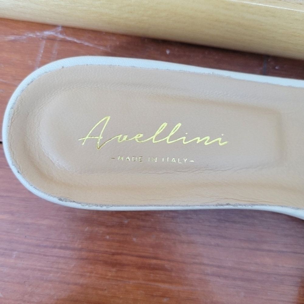 Avellini Beige Leather Slides - Picture 5 of 7